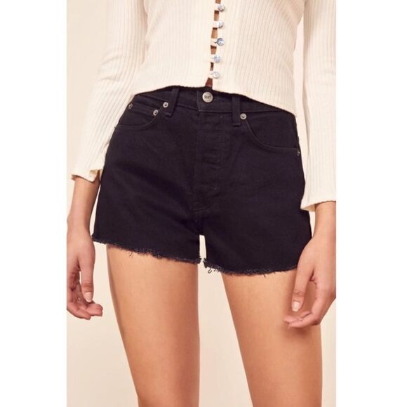 Reformation Dixie High Rise Shorts in Black Size 23 - Picture 1 of 8